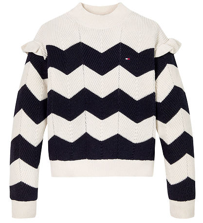 Tommy Hilfiger Bluse - Strik - Wavy Stripe - Ivory Petal Stripe Tommy Hilfiger Bluse - Strik - Wavy Stripe - Ivory Petal Stripe