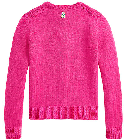 Polo Ralph Lauren Cardigan - Uld - Colge Pink m. Broderier Polo Ralph Lauren Cardigan - Uld - Colge Pink m. Broderier