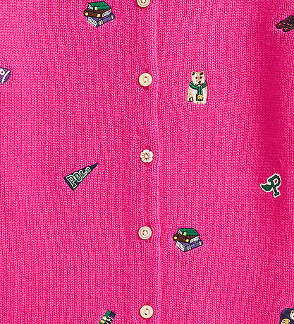 Polo Ralph Lauren Cardigan - Uld - Colge Pink m. Broderier Polo Ralph Lauren Cardigan - Uld - Colge Pink m. Broderier