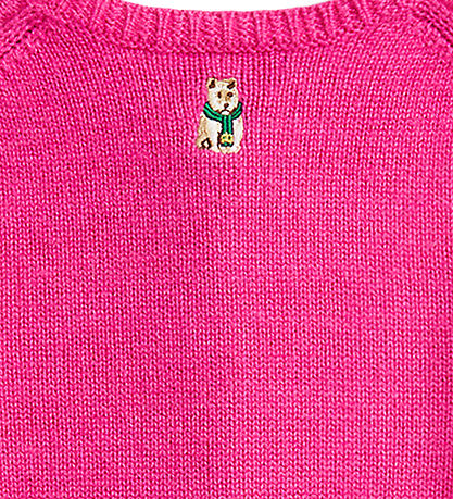 Polo Ralph Lauren Cardigan - Uld - Colge Pink m. Broderier Polo Ralph Lauren Cardigan - Uld - Colge Pink m. Broderier