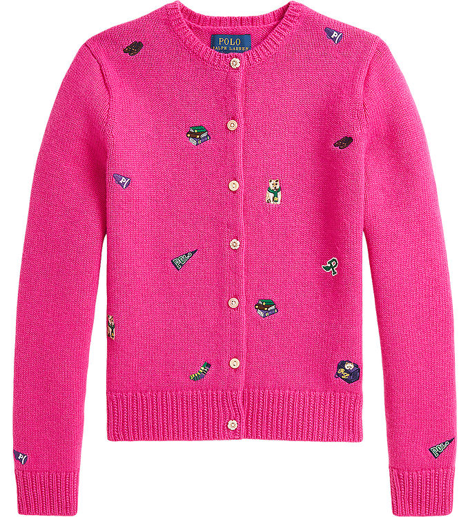 Polo Ralph Lauren Cardigan Uld Colge Pink M Broderier