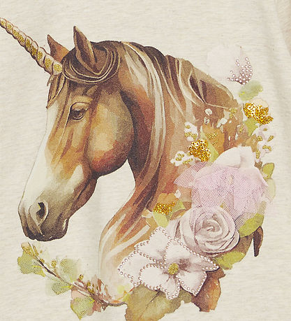 Hust and Claire Bluse - Anie - Wheat Melange m. Enhjørning