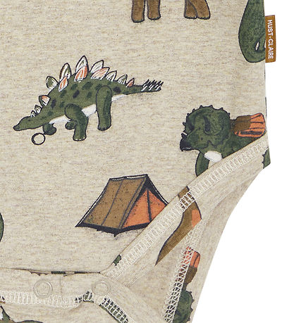 Hust and Claire Body l/æ - Buster - Beige Melange m. Dinosaurer