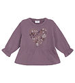 Hust and Claire Sweatshirt - Sara - Dark Plum m. Blomster Hust and Claire Sweatshirt - Sara - Dark Plum m. Blomster