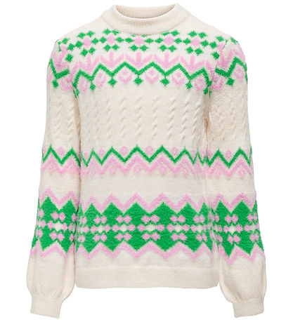 Kids Only Bluse - Strik - KogAnnabelle - Cloud Dancer/Bonbon/Isl Kids Only Bluse - Strik - KogAnnabelle - Cloud Dancer/Bonbon/Isl