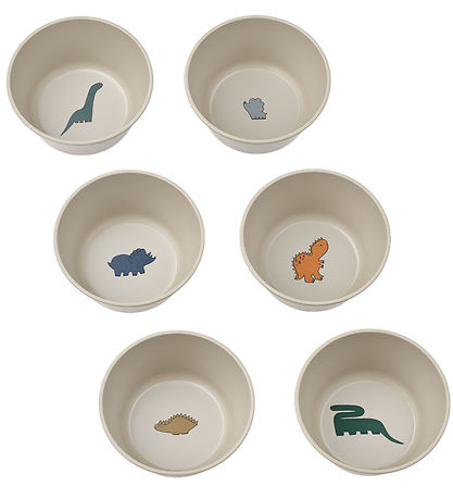 Liewood Skåle - 6-pak - Cees bowl - Dinosaurus/Mist Liewood Skåle - 6-pak - Cees bowl - Dinosaurus/Mist