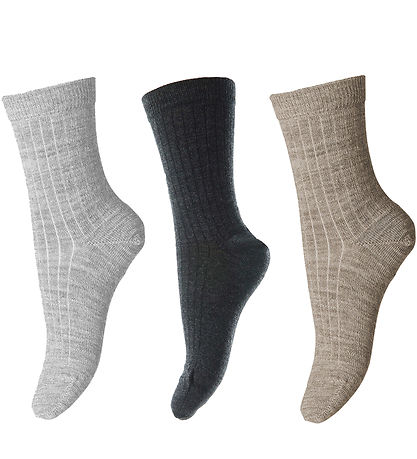 MP Strømper - 3-pak - Rib - Uld - Dark Grey Melange MP Strømper - 3-pak - Rib - Uld - Dark Grey Melange