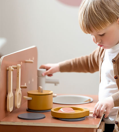 Flexa Play Køkkensæt - Gryde og Pande - Mustard/Naturalwood Flexa Play Køkkensæt - Gryde og Pande - Mustard/Naturalwood