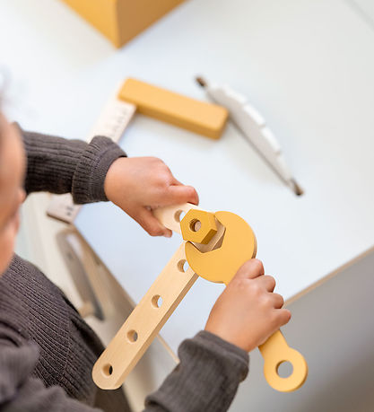 Flexa Play Værktøjssæt - 8 stk - Mustard/Naturalwood