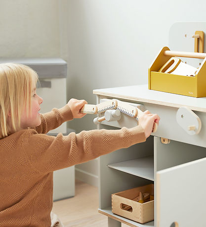 Flexa Play Værktøjssæt - 8 stk - Mustard/Naturalwood