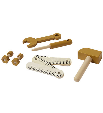Flexa Play Værktøjssæt - 8 stk - Mustard/Naturalwood Flexa Play Værktøjssæt - 8 stk - Mustard/Naturalwood