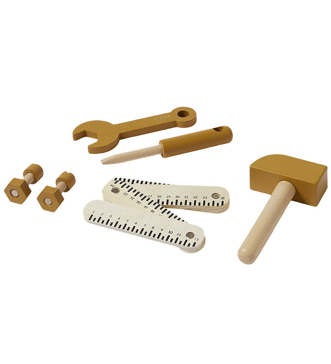 Flexa Play Værktøjssæt - 8 stk - Mustard/Naturalwood