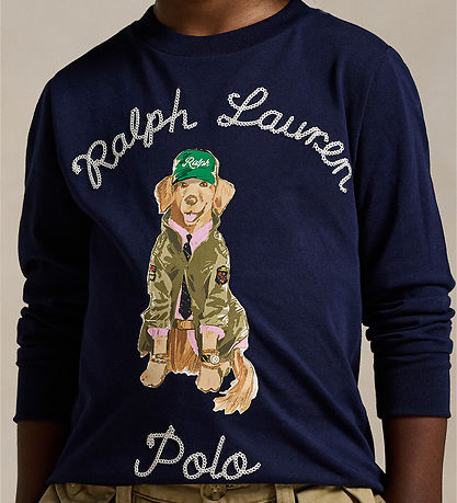 Polo Ralph Lauren Bluse - Navy m. Hund Polo Ralph Lauren Bluse - Navy m. Hund