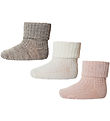 MP Strømper - 3-pak - Uld - Rib - Light Brown Melange