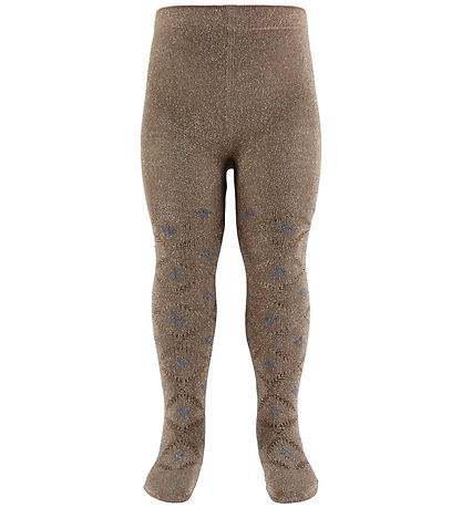 MP Strømpebukser - Uld - Freja Glitter - Coca Mocha