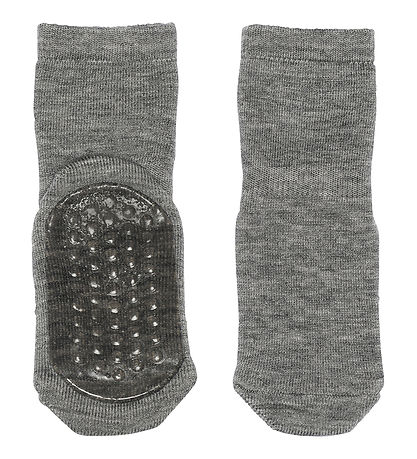MP Strømper m. Skridsikker Bund - Uld - Grey Melange