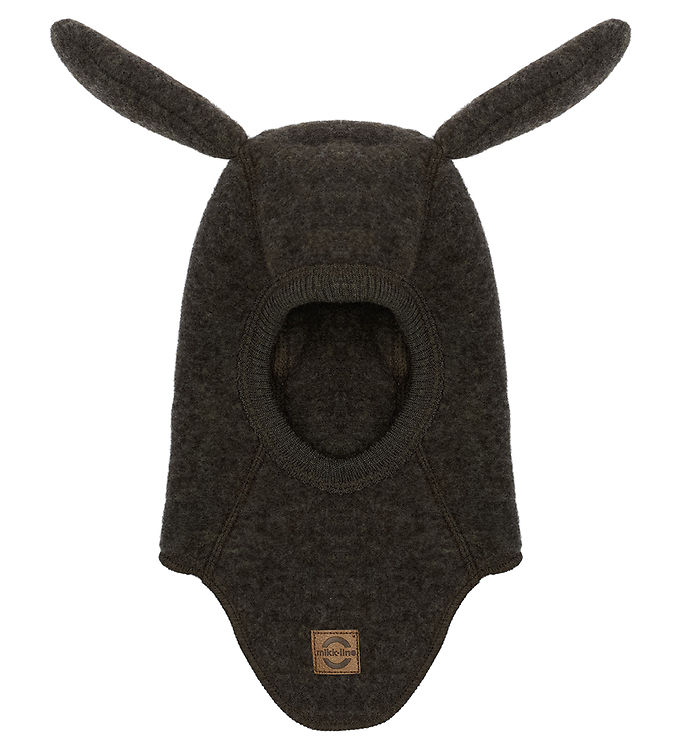 Mikk-Line Elefanthue m. Øre - Uld - 1-Lags - Dark Brown Melange