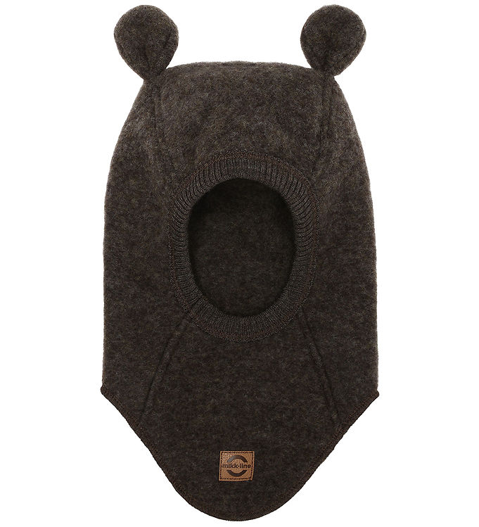 Mikk-Line Elefanthue m. Ører - Uld - 1-Lags - Dark Brown Melange