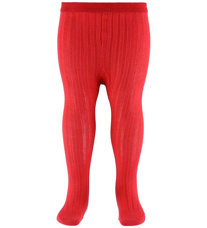 MP Strømpebukser - Uld - Rib - Tomato