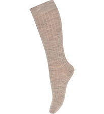 MP Strømper - Uld - Rib - Light Brown Melange MP Strømper - Uld - Rib - Light Brown Melange