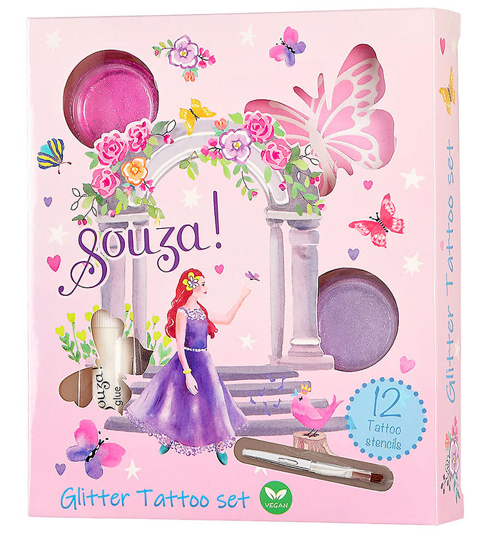 Souza Prinsesse Midlertidige Glitter-Tatoveringer til Børn - 6+år - 12 Skabeloner