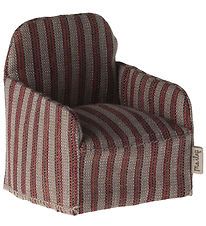 Maileg Miniature Lænestol - Mus - Rød/Stripe Maileg Miniature Lænestol - Mus - Rød/Stripe