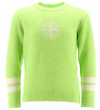 Stone Island Bluse - Uld - Lemon/Hvid m. Logo Stone Island Bluse - Uld - Lemon/Hvid m. Logo