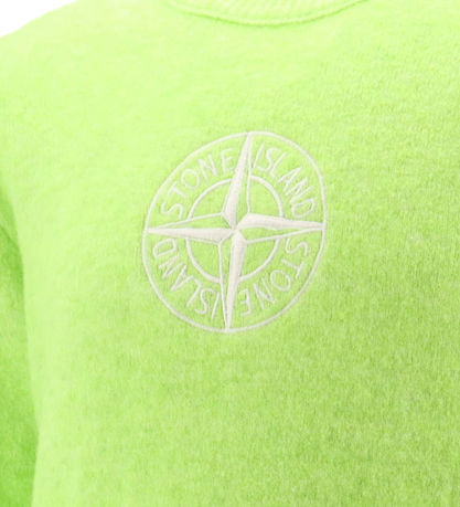 Stone Island Bluse - Uld - Lemon/Hvid m. Logo