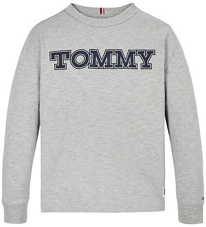Tommy Hilfiger Bluse - Flags Patches - Light Grey Heather Tommy Hilfiger Bluse - Flags Patches - Light Grey Heather