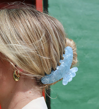 By Stær Hårklemme - Agnes - 11x5 cm -  Lyseblå Meleret