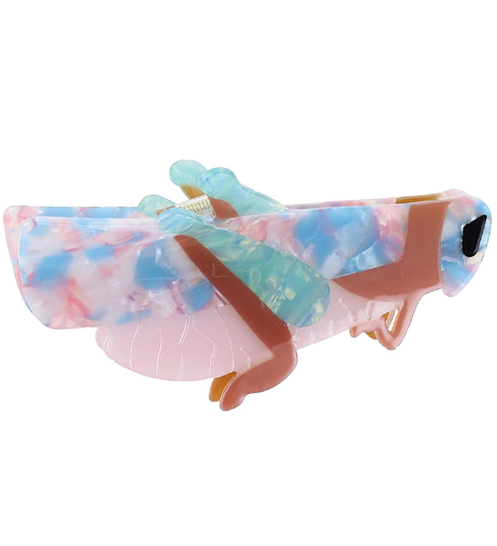 By Stær Haarklammer - Heuschrecke - 11x6 cm - Rosa/Blau - By Stær - One Size - Haarschmuck