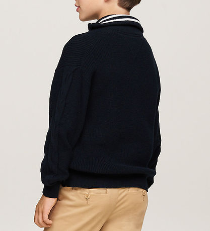 Tommy Hilfiger Bluse - Strik - Half Zip - Desert Sky