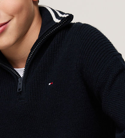Tommy Hilfiger Bluse - Strik - Half Zip - Desert Sky
