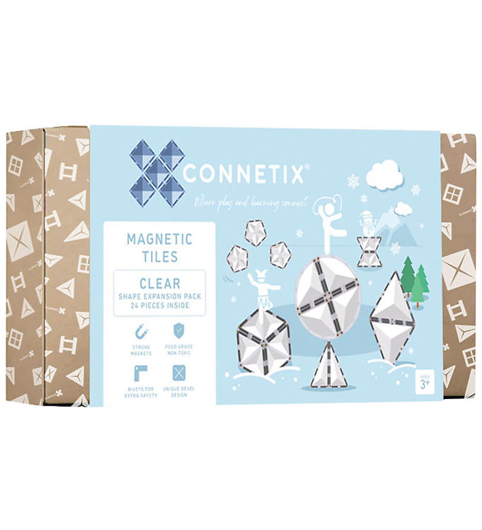 Connetix Magnetsæt - 24 Dele - Clear Shape Expansion Pack