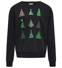Kids Only Sweatshirt - KogYda - Xmas Life - Black/Christmas Tree Kids Only Sweatshirt - KogYda - Xmas Life - Black/Christmas Tree