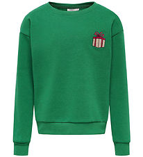 Kids Only Sweatshirt - KogYda - Xmas Life - Green Jacket/Present Kids Only Sweatshirt - KogYda - Xmas Life - Green Jacket/Present