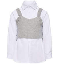 Kids Only Skjorte/Top - KogZoe - Strik - Cloud Dancer/Light Grey Kids Only Skjorte/Top - KogZoe - Strik - Cloud Dancer/Light Grey