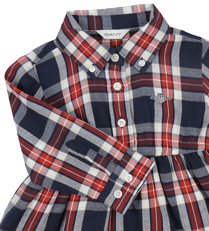 GANT Kjole - Checked Flannel - Evening Blue