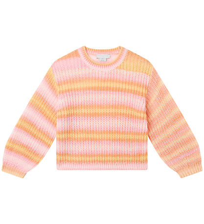 Stella McCartney Kids Bluse - Strik - Rosa/Orangestribet Stella McCartney Kids Bluse - Strik - Rosa/Orangestribet