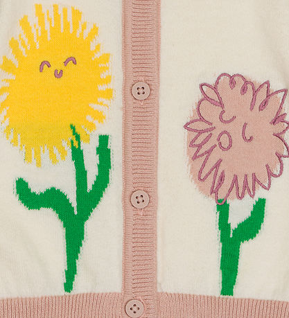 Stella McCartney Kids Cardigan - Strik - Hvid/Rosa m. Blomster Stella McCartney Kids Cardigan - Strik - Hvid/Rosa m. Blomster