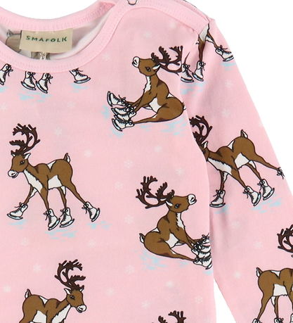Småfolk Body l/æ - Icy Pink m. Rensdyr