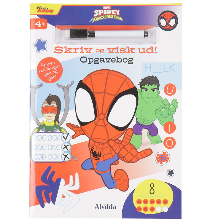 Alvilda Opgavebog - Skriv Og Visk Ud - Marvel Spidey