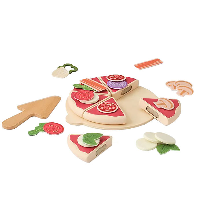 Pizza Legemad I Træ Med Velcro - Pizza Sæt - Kids Concept