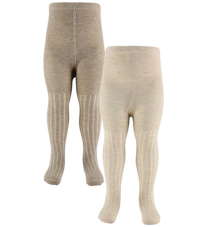 Minymo Strømpebukser - 2-pak - Rib - Noos - Silver Mink Melange