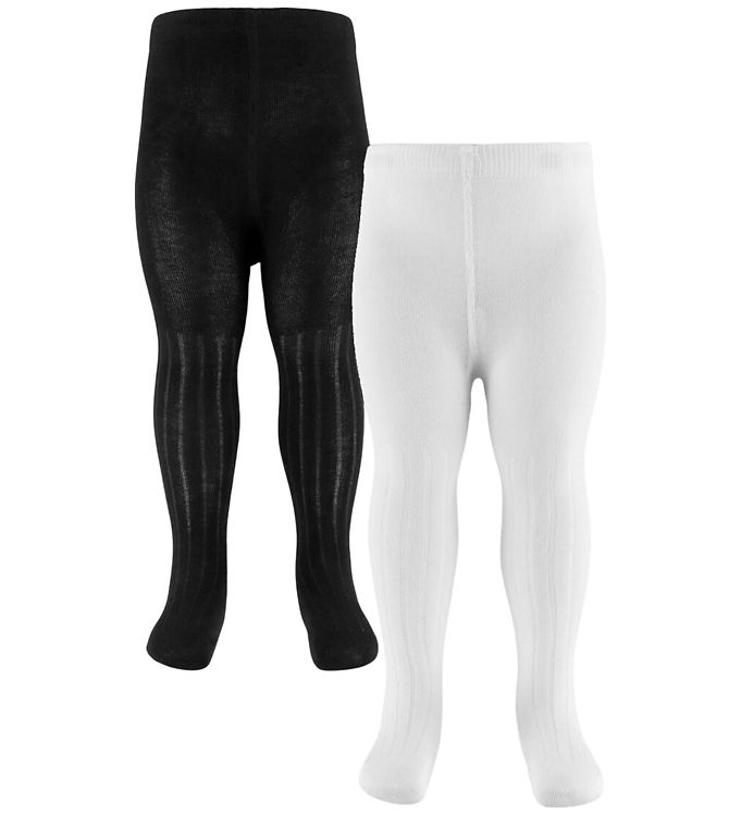 Minymo Strømpebukser - 2-pak - Rib - Noos - Black