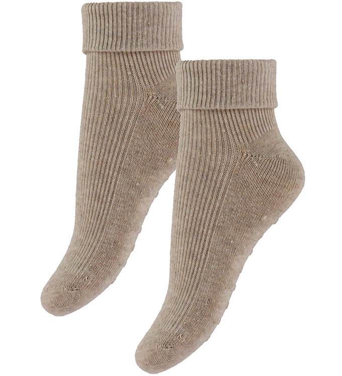 Minymo Strømper Rib 2-pak - Silver Mink Melange