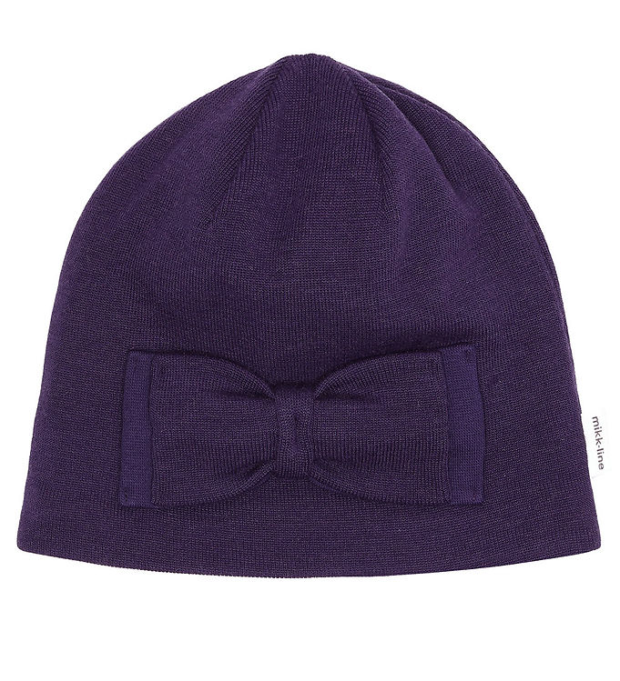 Mikk-Line Hue m. Sløjfe - Uld/Akryl - 2-lags - Nightshade