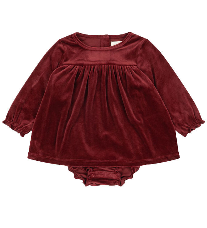 Konges Sløjd Kjolebody - Velour - Jingle - Red Dahlia