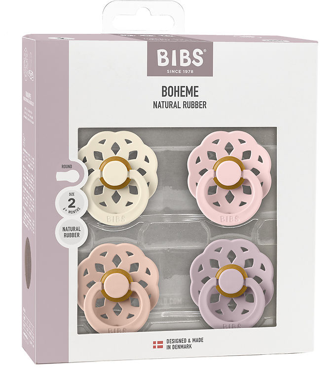 BIBS Boheme Sutter - Str. 1 - 4-pak - Rund - Ivory/Blush/Blossom