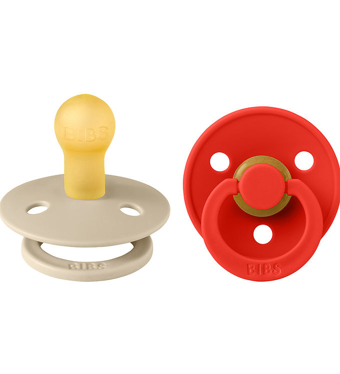 BIBS Rund Colour Sut - 2-Pak - Str. 1 - Naturgummi - Vanilla/Candy Apple